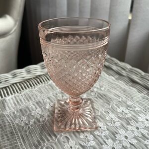 Miss America Anchor Hocking Pink Depression Footed Glass Goblet